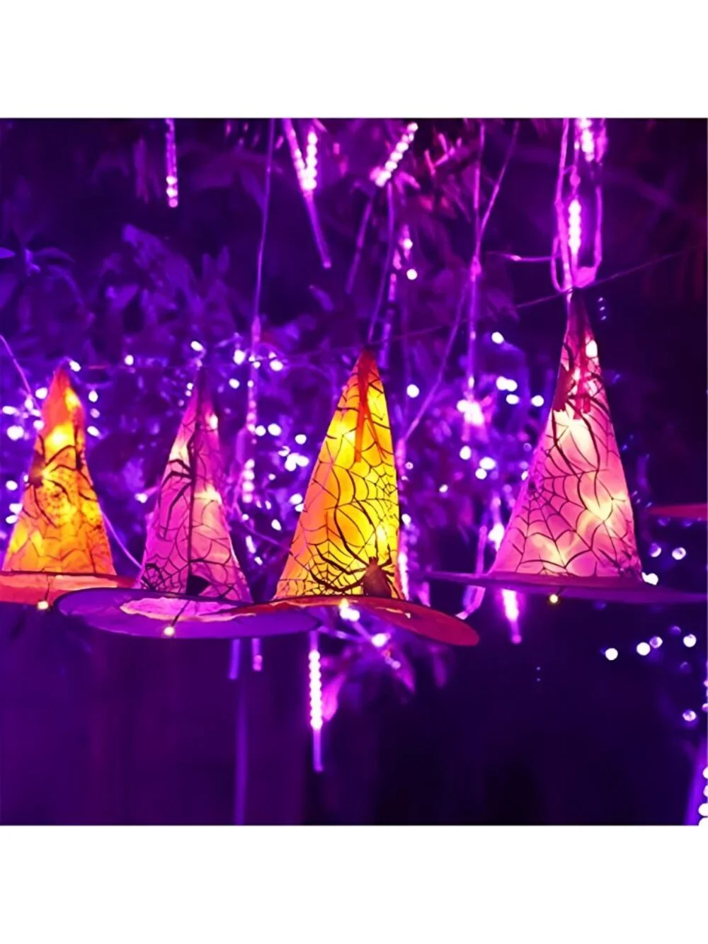 8 Pcs Hanging Witch Hat String Lights, Light Up Waterproof